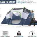 HIKERGARDEN 10 Person Camping Tent - Portable Large Family Tent for Camp, Windproof Fabric Dome Tent Outdoor for Hiking, Backpacking, Traveling (Dark Blue) 168"L x 132"W x 74"H