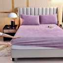 LweiPsqLin Velvet Fitted Sheet,Fleece Plush Bed Sheet Mattress Protector Cover with 15'' Deep Pocket Warm Fuzzy Bottom Sheet (Not Include Pillowcases) (Lavender, Full)
