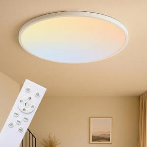 MOONSEA 24 Inch Flush Mount LED Ceiling Light with Remote Control, Bedroom