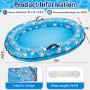 55'' x 35'' Inflatable Dog Pool Float with Rope, Portable Puppy Raft for Pool or Lake, Floating Pet Float for Small Medium Large Dogs, Up to 80 lb