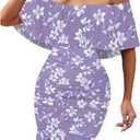 PinkPatty Summer Mini Dress for Women Off Shoulder Ruffled Bodycon Dresses Short Beach Sundress (Small, A - Floral#05)