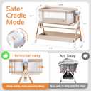 Baby Bassinet,Bedside Bassinet for baby, Rocking bassinet with Storage Basket and Wheels, Adjustable 6 Heights and All Mesh Sides,Portable Babys Bassinets Bedside Sleeper for Newborn Infant, Crib, Khaki