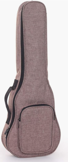 Simple Linen 10MM Classic Thick Durable Ukulele Case Bag with Large Storage (21in, Brown)