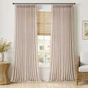 MIULEE Pinch Pleated Thick Linen Curtains 108 Inches Length 2 Panels for Living Room Bedroom, Extra Long Memory Trained Pinch Pleat Drapes Light Filtering Sand Beige Foor to Ceiling Curtains