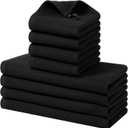Kitinjoy 100% Cotton Kitchen Towels and Dishcloths Set, 8 Pack-13" x 28" and 12" x 12" Waffle Weave Dish Towels, Ultra Soft Absorbent Quick Drying Dish Rags, Black