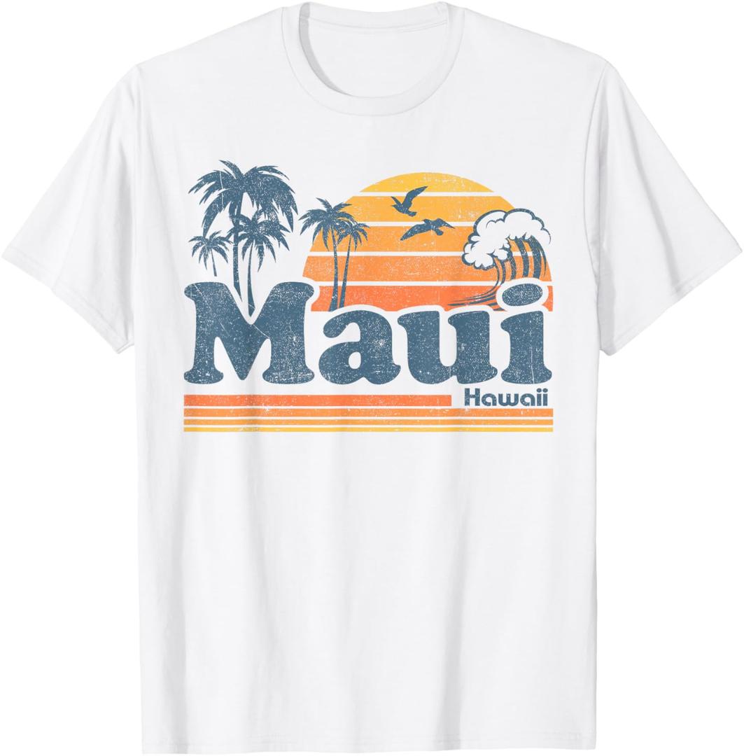 Maui Hawaii Vintage Surf Beach Surfing 70's Retro Hawaiian T-Shirt