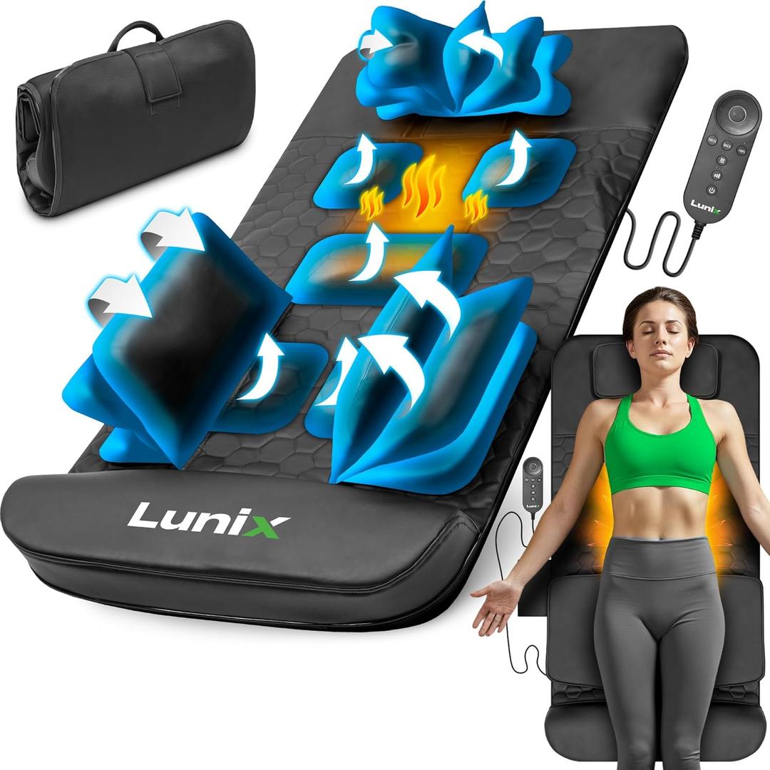 Lunix LX27 Heated Stretching Mat Massager Upper Body Massage Mat Back Stretcher for Pain Relief, Deep Tissue Lumbar Massager for Flexibility & Recovery, Black 