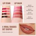 2 x Vevivia Lip Stain Set - Peel Off Lip Stain and Lip Balm, Long Lasting Lip Liner Stain with Natural Finish, Moisturizing Lip Balm for Dry Lips, Hydrating Gloss, Waterproof, Smudge-proof, Nude Pink