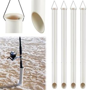 DoubleFill 4 Pcs Tubular Sand Spikes for Surf Fishing PVC Surf Shore and Beach Fishing Rod Holder Sand Spike for Beaches, Rivers and Sandy Beaches (36 Inch)