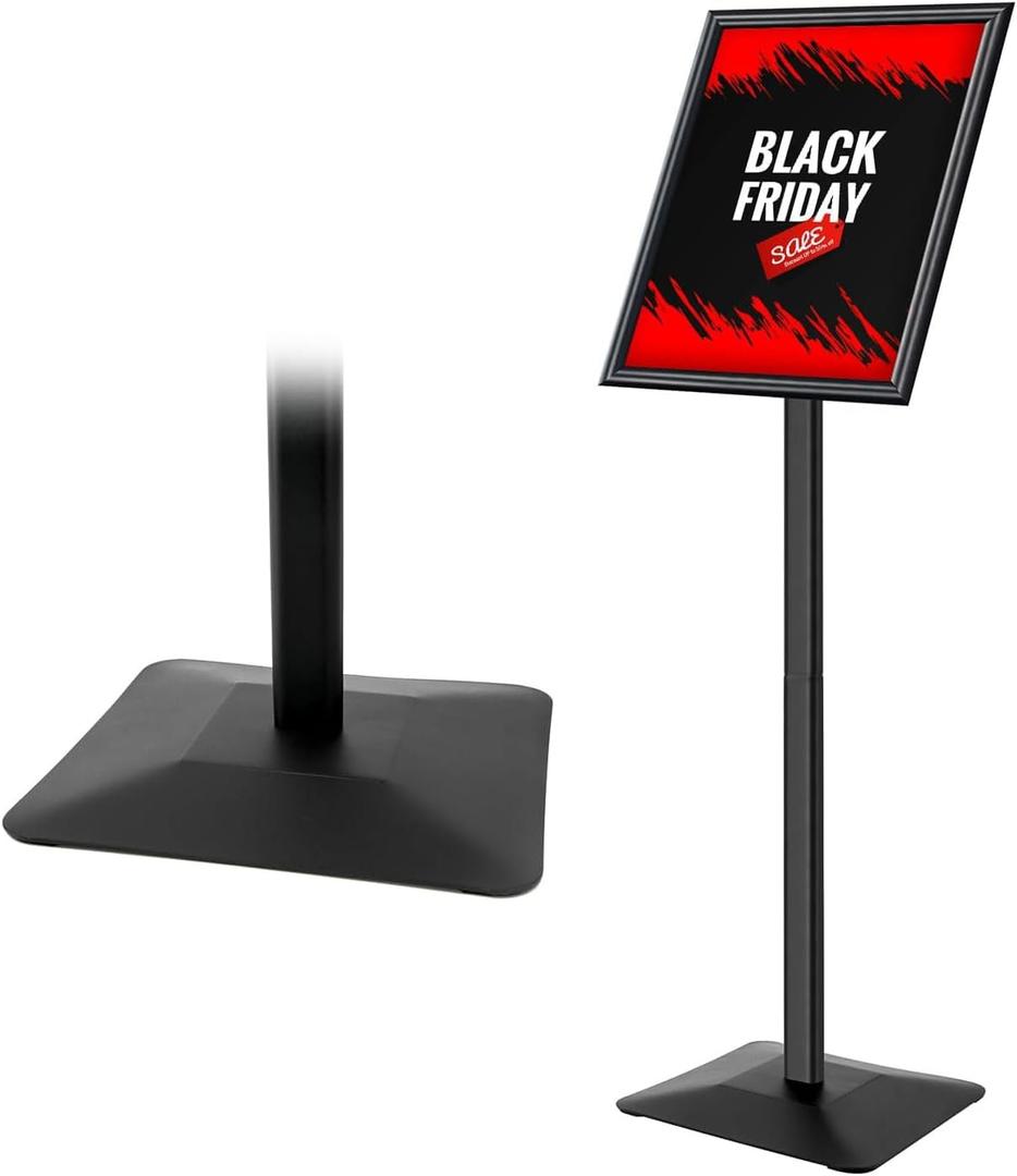 Sign Stand for Display, 11lbs Integrated Rod Heavy Duty Pedestal Floor Signage Stand Holder, for Outdoor or Indoor Advertising (11 x 17, Black)
