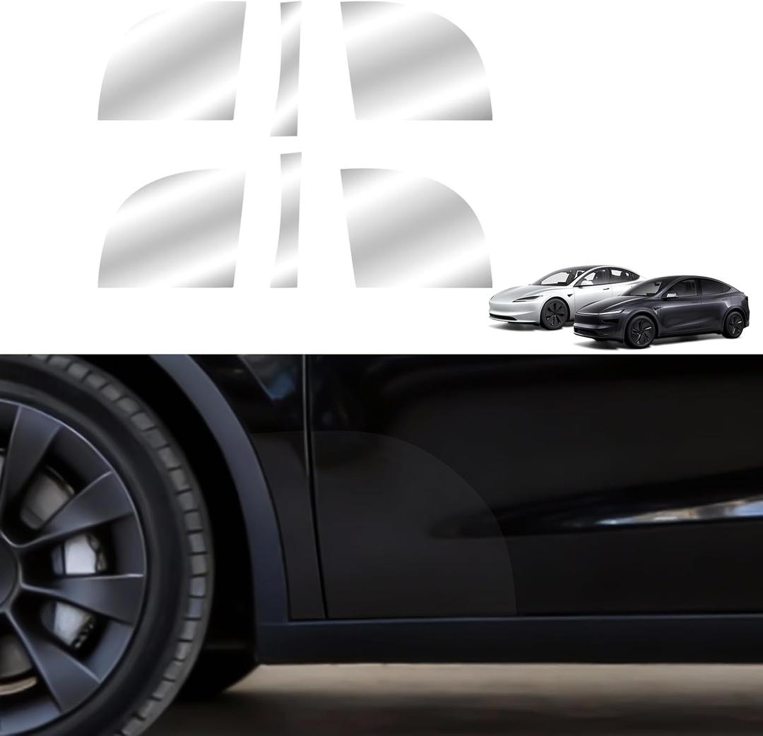 6PCS Paint Protection Film for Tesla 2021-2026 Model Y 2025 2026 Model Y Juniper Partial Rear Door Protection Film Kit Front Door Area Paint Durable Thick Clear PPF for Tesla Accessories
