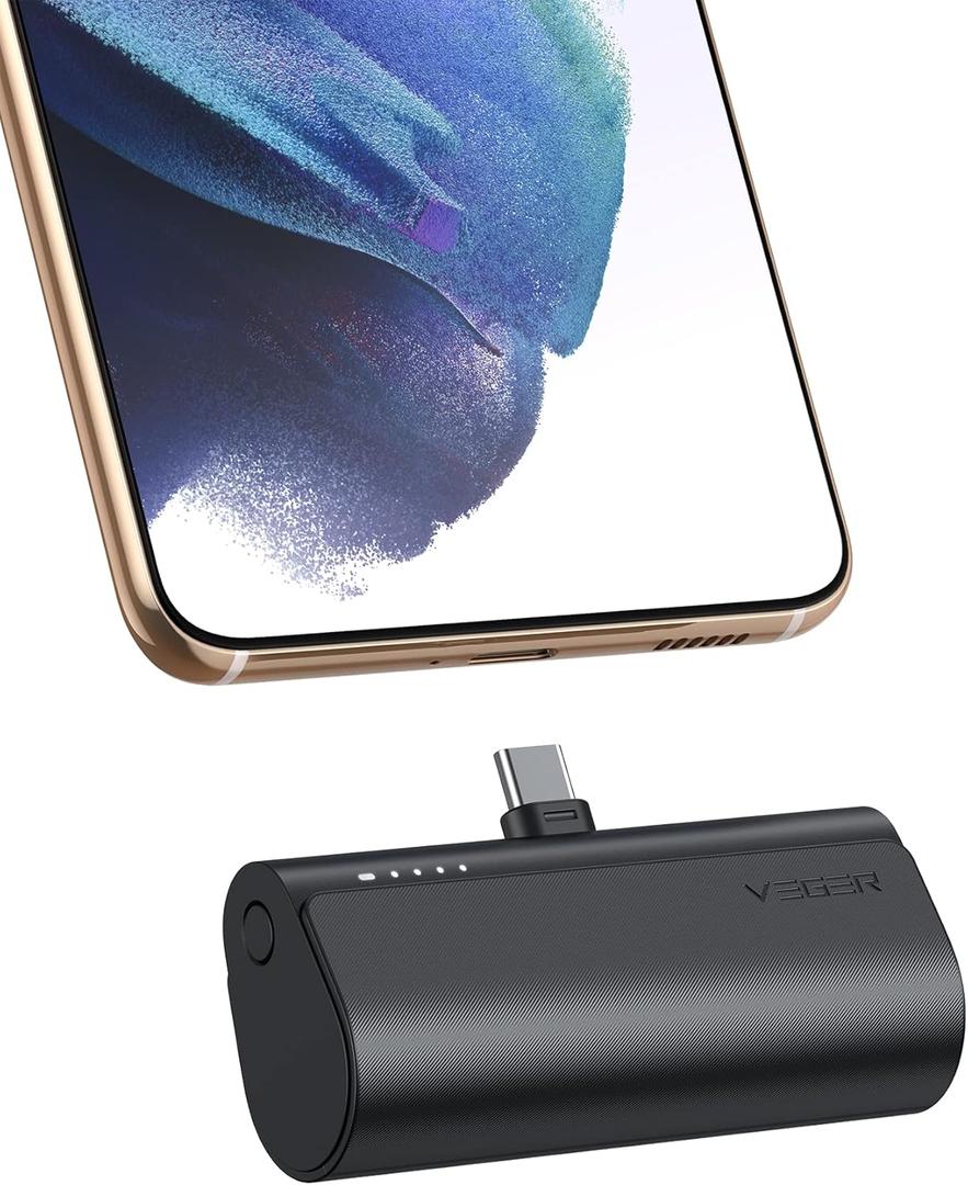 VEGER Portable Charger, USB C Power Bank, 5000mAh Mini Battery Pack Fast Charging 20W Small Charging Bank for iPhone 16/16 Pro/16 Pro Max/15, Samsung Galaxy S25, S24, S23, Note 20, Pixel, Moto, LG