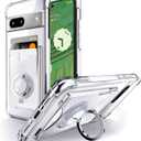 Shields Up for Pixel 7 Case, Minimalist Wallet Case with Card Holder (3 Cards) and Ring Kickstand/Stand, [Drop Protection] Slim Protective Cover for Google Pixel 7 - Clear