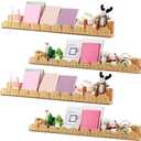 Pinkunn 4 Pcs Nursery Book Shelves 35.4 Inch Rattan Scalloped Floating Bookshelves Wicker Boho Book Shelf for Wall Mounted Decor Nursery Rooms Hanging