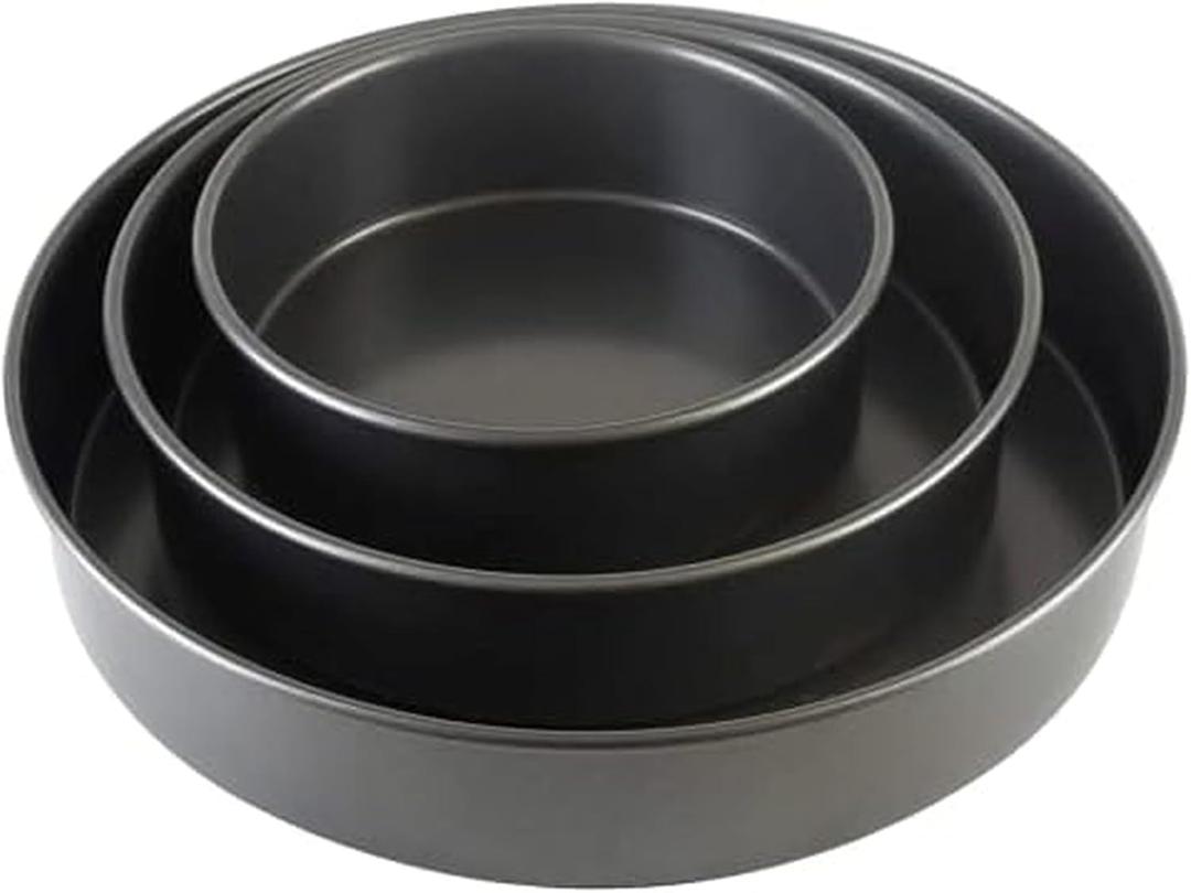 Chicago Metallic Professional 3-Piece Round Cake Pan Set - 6, 8, and 10 Inch Nonstick Carbon Steel Baking Pans, 2 Inches Deep, for Layered Celebration Cakes and Tiered Desserts