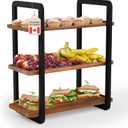Ibyx 3 Tier Serving Tray Stand - Space-Saving Serving Platter for Desserts, Appetizers, Fruits & Snacks - Sturdy Acacia Wooden Tray (Black Frame - Brown Wood Body, 20" x 10" x 24")