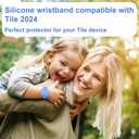 2pcs Silicone Bracelets for Tile Mate 2024, Waterproof Protective Case Holder Accessories for Kids Teen Elderly (Blue, Black)
