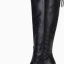 Women Cowboy Knee High Boots Chunky Block Heel Square Toe Tall Riding Boots (Black)