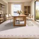 GarveeHome 9x12 Large Beige Area Rugs Cross Bordered Washable Low Pile Indoor Carpet Perfect for Living Room Home Office Bedroom Modern Non Slip Soft Dining Room Farmhouse Rug, Light Camel/Seashell