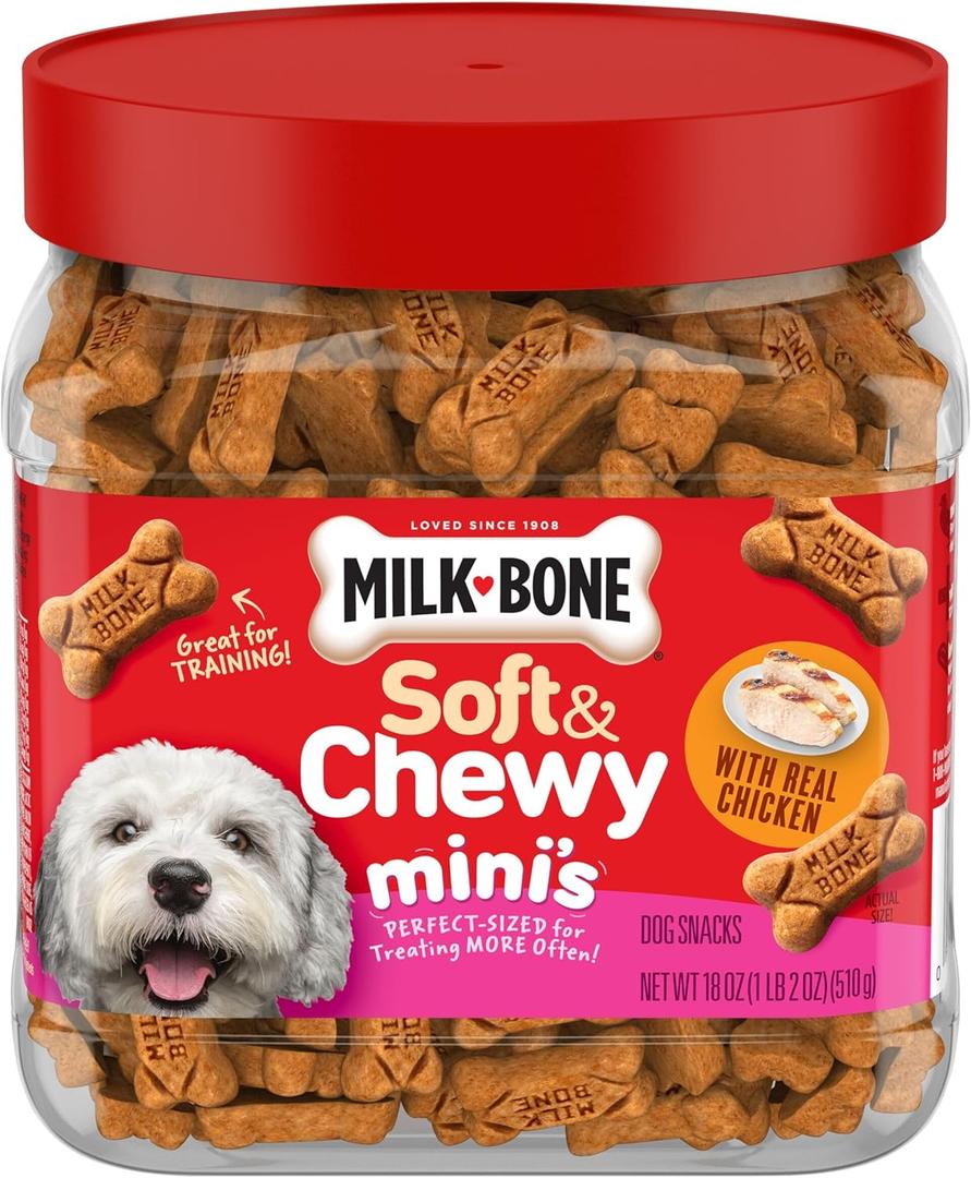 Milk-Bone Soft & Chewy Minis Dog Treats, Chicken, 18 Ounce Made with Real Chicken Breast (EXP 10/29/26)