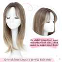 Molefi Hair Toppers for Women with Thinning Hair,18 Inch Long Layered Topper,Synthetic Wiglets Pieces For Women 6.5"x6.5"Large Base for Daily Use (Ombre Brown Blonde)
