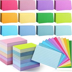 Ctosree 1440 Pcs Colored Index Cards 3 x 5 Inch Flash Cards for Studying Lined Study Note Sheets with Printed Ruled on Both Sides for Studying Memory Learning School, 12 Colors(Multicolor)