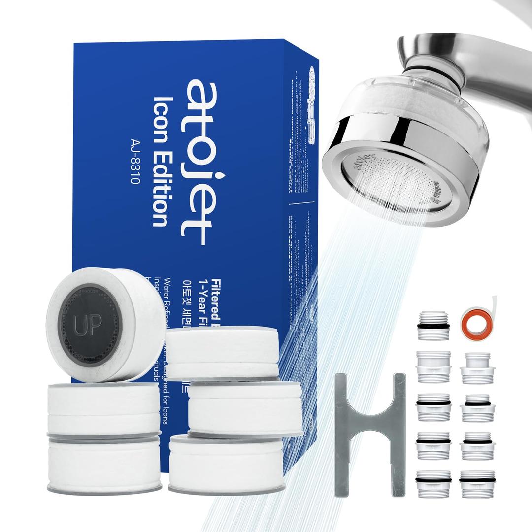 Cleansing Washbasin Faucet Filter Inspired By Korea's Beauty Culture - Pure Carbon Filters for Bathroom & Kitchen Water (1 Year Supply) (AJ8310C-SET-1YR)