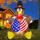 TURNMEON 5 Ft Patriotic Turkey Inflatables with American Flag Vest LED Lights Thanksgiving Inflatables Outdoor Decorations Blow Up Yard Decoration Outside Holiday Lawn Garden Autumn Fall Decor Indoor