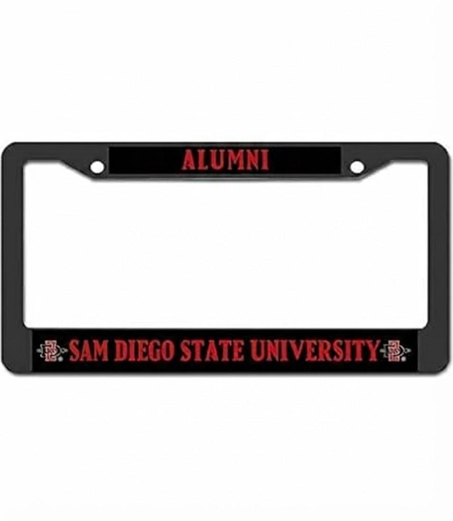 6x12.25 Inch Funny License Plate Frame for US Standard SAN Diego State University - Alumni Text License Plate Frame Stainless Steel for Front - Decor Licenses Plate Frame with 2 Holes and Screws