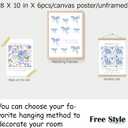 2 x 6Pcs Christian Floral Poster Wall Art Inspirational Bible Verses Flower Market Psalm Quotes Painting Picture Wall Decor Blue Bow Aesthetic Canvas Print Artwork for Bedroom Church Home Decoration