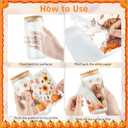 UV DTF Cup Wraps for 16 oz - 18 Sheet Fall UV DTF Transfer Stickers, Fall Cup Wraps for Glass, Harvest Waterproof Decals, Autumn Festival DIY Crafts for Family