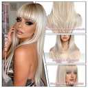 Blonde Wig for Women Long Straight Layered Wigs with Bangs 24 Inches Ombre Blonde Wig with Dark Roots Synthetic Wigs for White Women Natural Looking Hair Replacement Wig for Girls Daily Party Use