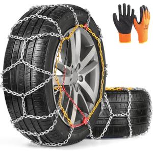 Snow Chains, Thickened and Wear-Resistant High Carbon Steel Anti Slip Tire Chain for Light Truck, Pickups, and SUVs, Set of 2 (4WD-100)