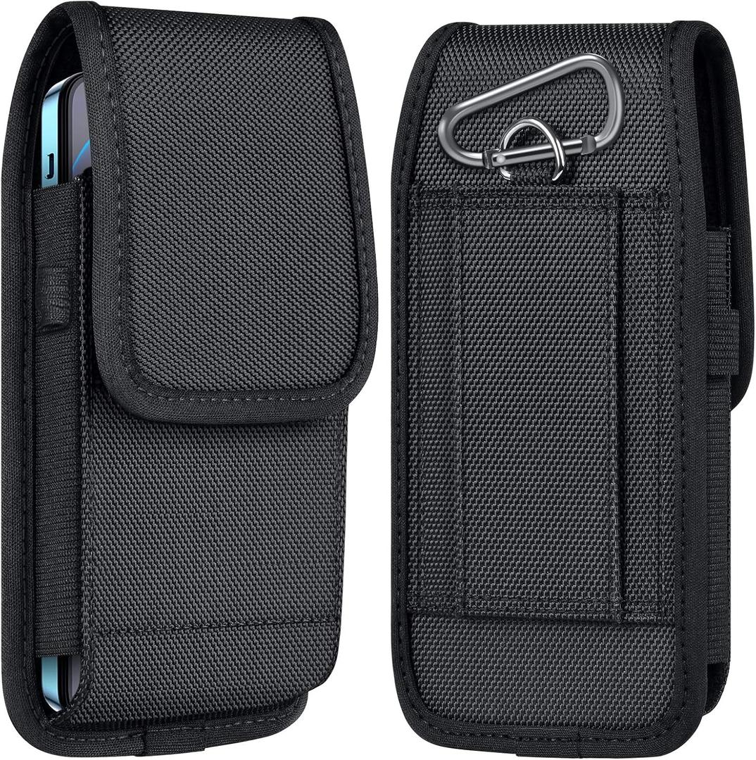 Ykooe Cell Phone Pouch Nylon Belt Holster Case Compatible with iPhone 17 Pro Max, Galaxy S25/S24/S23/S22 Ultra A16 A15 A14 A13, Moto G Stylus/Power/Play, Pixel 8/7 Pro, Black - XXL