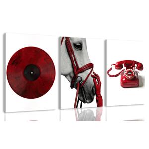 YVSRLX Set of 3 Red Canvas Wall Art, 16 x 24 Inch, Black White Y2K Decor