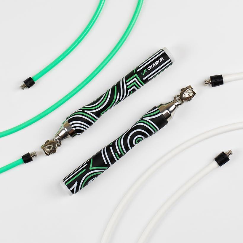 Crossrope Get Lean Set - Weighted Jump Rope- 1/4 LB and 1/2 LB Ropes - Slim Handles (Extra Large - (User Height 6'2" +))