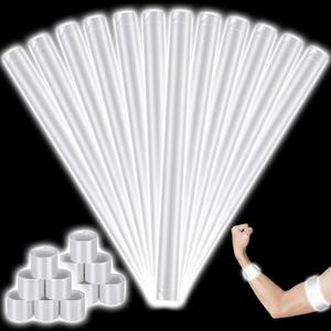 12 Pcs Reflective Arm Bands 15.75 in Reflective Snap Bands Slap Bracelets High Visibility Safety Ankle Strips for Night Walking Cycling Running Jogging Hiking (Silver)