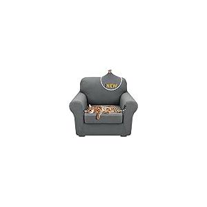XINEAGE 2025 New 2 Pieces Chair Covers with Arms Super Stretch Chair Slipcover for Living Room Pet Dog Universal Slip Cover Anti Slip Armchair Furniture Protector  Light Gray, 31"-46"(1 Cushion)
