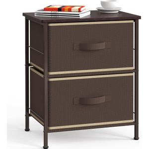 SIMPLE HOUSEWARE 2 Tier Night Stands Dresser for Bedroom Organizer Drawer Storage Tower, Brown