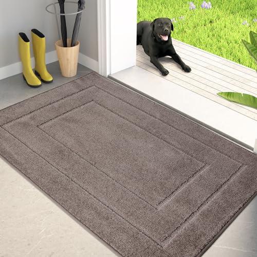 PURRUGS Dirt Trapping Door Mat 32" x 47", Non-Slip/Skid Machine Washable Entryway Rug, Dog Doormat, Super Absorbent Welcome Mat for Muddy Wet Shoes and Paws, Grayish Brown