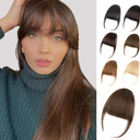 Bangs Hair Clip  Brown Clip in Bangs Real Human Hair, Fake Bangs Fringe with Temples Wispy Bangs Hair Extensions for Women Daily Wear