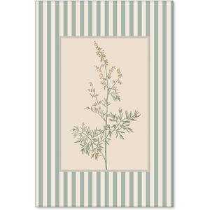 Haitunone Blue and White Striped Floral Wall Art Botanical Flower Aesthetic Poster Vintage Farmhouse Canvas Prints for Bathroom Wall Decor 16X24 inch Unframed