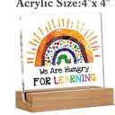 Funny Teacher Gift, Teacher Appreciation Gifts for Women, Back To School, Birthday Retirement Gifts, We Are Hungry For Learning Office Desk Decor Sign Keepsake