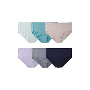 Fruit of the Loom Women's Breathable Underwear (Regular & Plus Size), Plus Size Brief - Cooling Stripes - 5 Pack Assorted Colors, 12