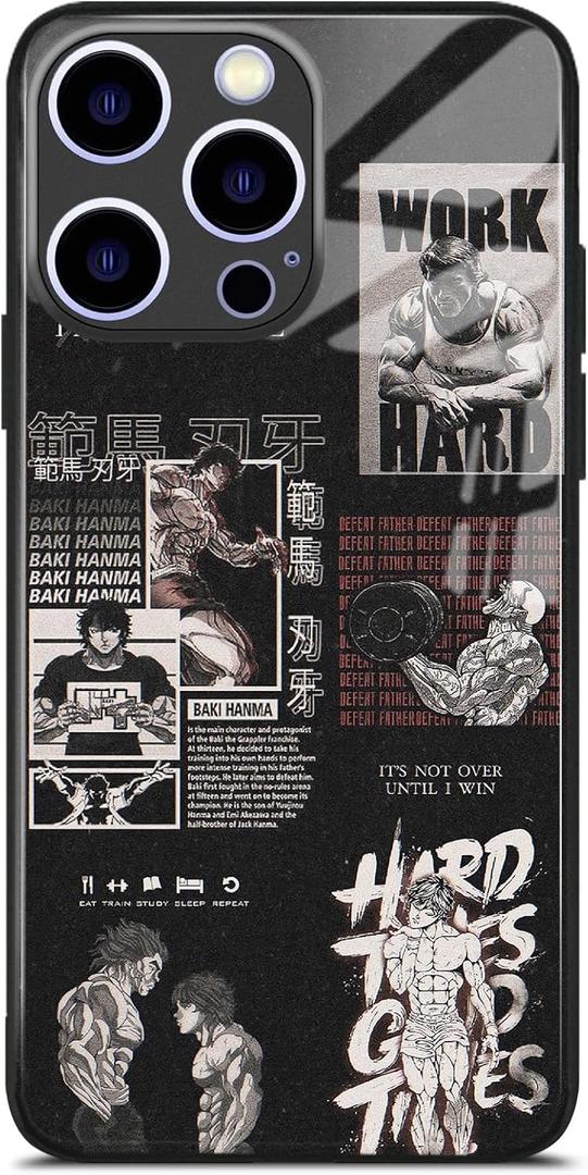 Baki Manga Glass Case for iPhone 15 Plus, Edgy Aesthetic Protection Cover