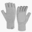 FZ FANTASTIC ZONE Winter Fingerless Gloves for Women Men, Chenille Warm Knit Work Anti-Slip Leather Half Finger Gloves Gifts
