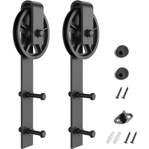 SMARTSTANDARD Sliding Barn Door Hardware Hangers 2pcs (Black) (Big Wheel Hangers)