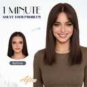 MY-LADY Human Hair Toppers for Women Real Human Hair with Side Bangs Hand-Tied Thin 8 * 11CM Lace Base Light Weight Clip in Remy Hairpieces 10 Inch Dark Brown