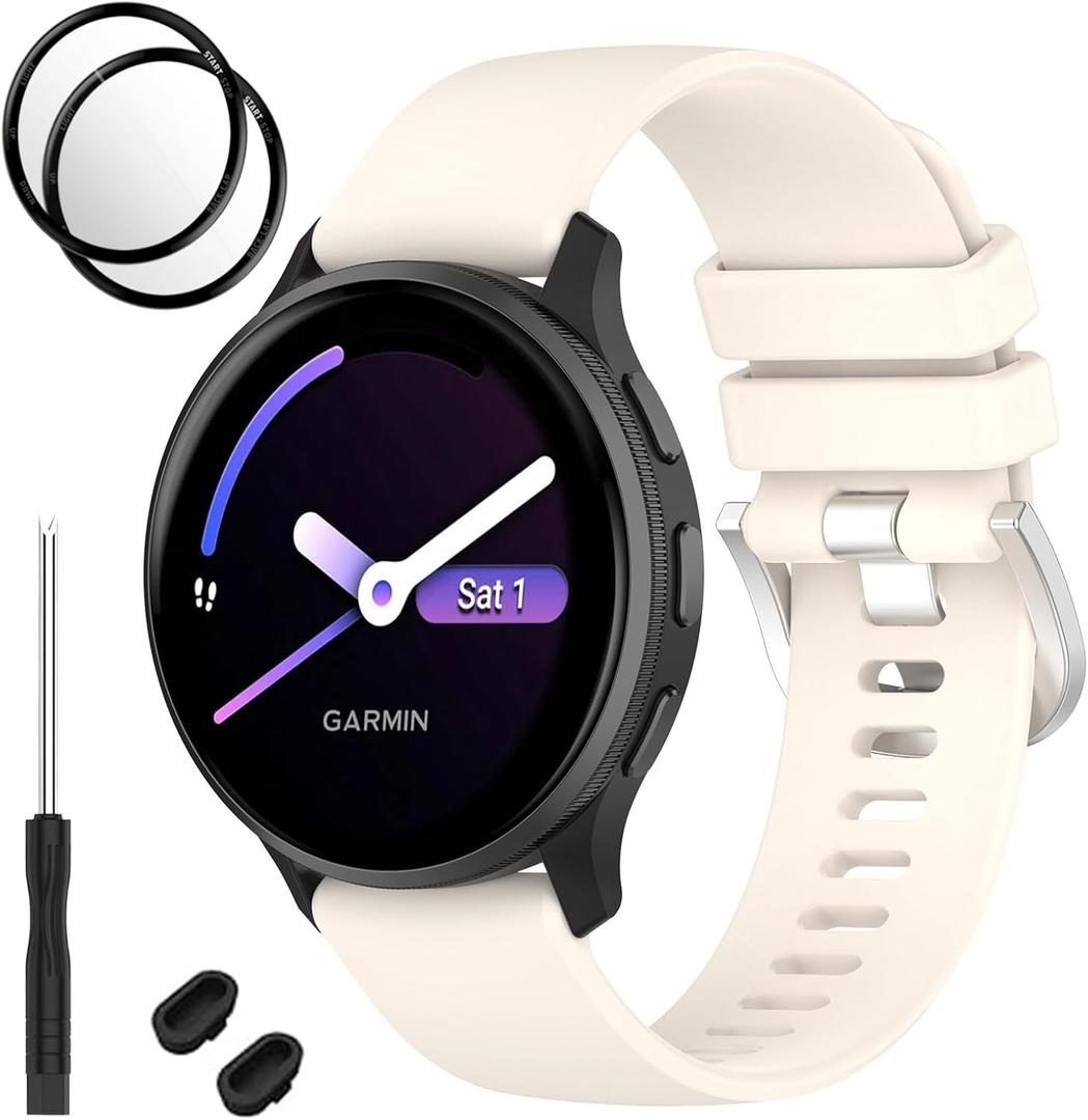 Bands Compatible for Garmin Vvoactive 6, Soft Silicone Watch Strap, Waterproof Adjustable Sport Replacement Wristbands for Vvoactive 6/5/3 Smartwatch for Women and Men (Starlight)