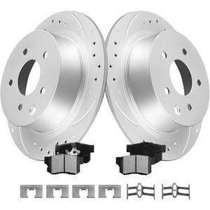 MOTOREVO Rear Brake Kit for CR-V 2005-2016, Geomet Anti-Rust, High-Carbon Alloy Drilled & Slotted Back Rotors & Ceramic Pads Universal Fit 2005 2006 2007 2008 2009 2010 2011 2012 2013 2014 2015 2016